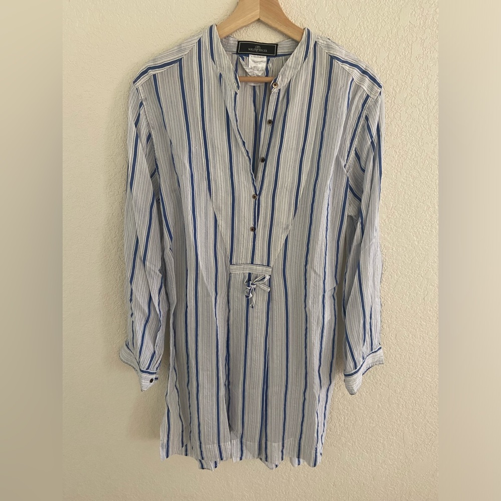 By Malene Birger Blue and White Tunic Top